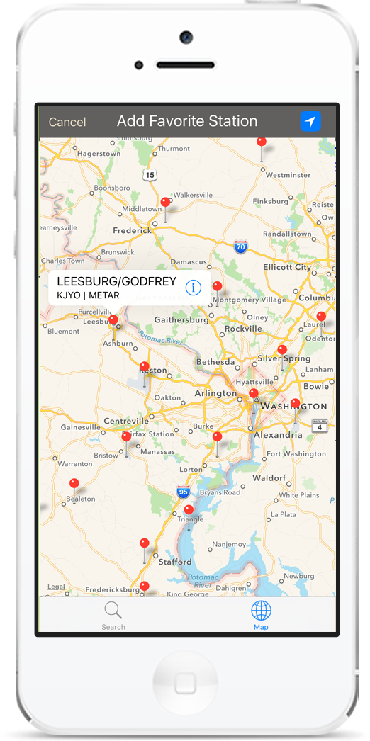 Map of METAR Stations.  Add your favorite to the dashboard